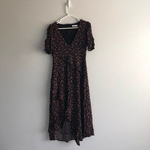 Faux wrap high low dress